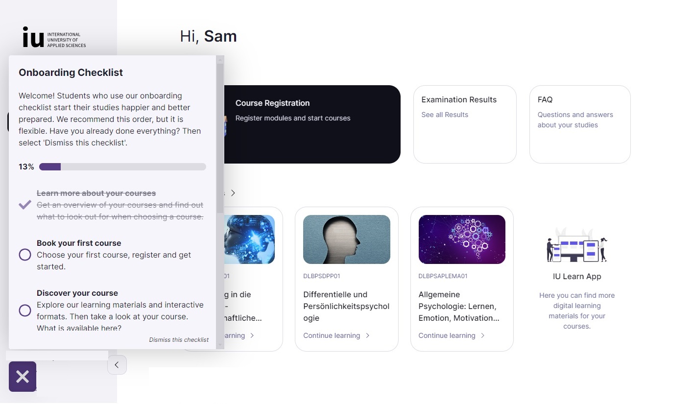 Student onboarding checklist